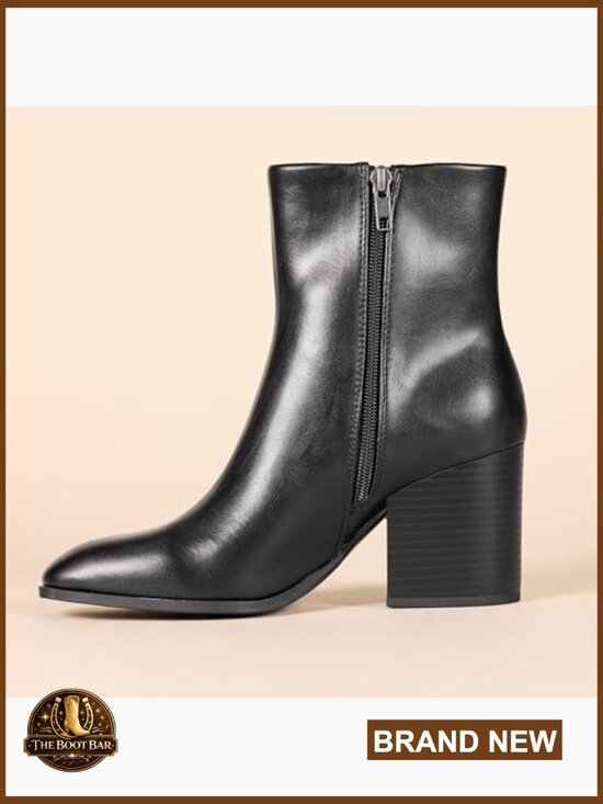 Women's Ankle Boots with Memory Foam Insole, Side Zipper, 3-Inch Heel - Picture 3 of 6